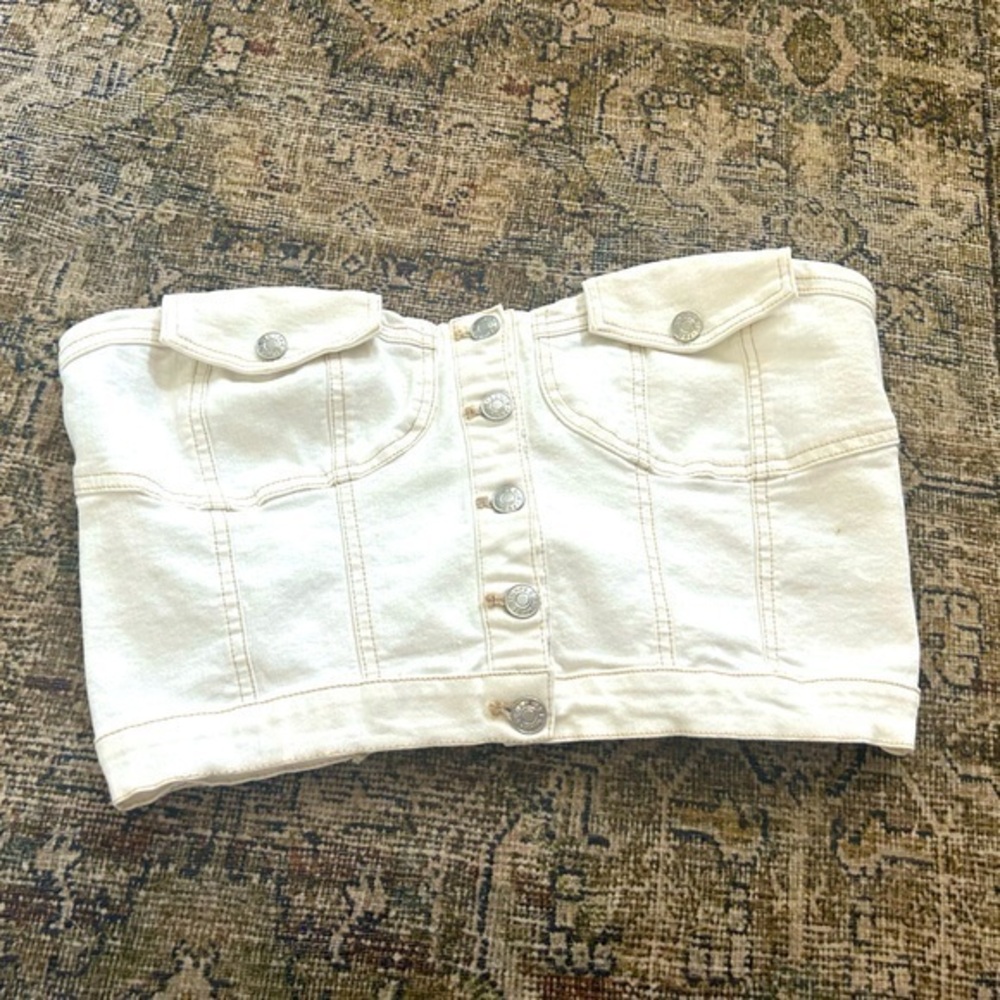 NWOT Love Tree Cream Smocked Tube Top